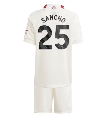 Lacne Dětský Futbalové dres Manchester United Jadon Sancho #25 2023-24 Krátky Rukáv - Tretina (+ trenírky)